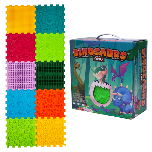 Masážní podložka Ortek Dinosauři Puzzle 10 prvků